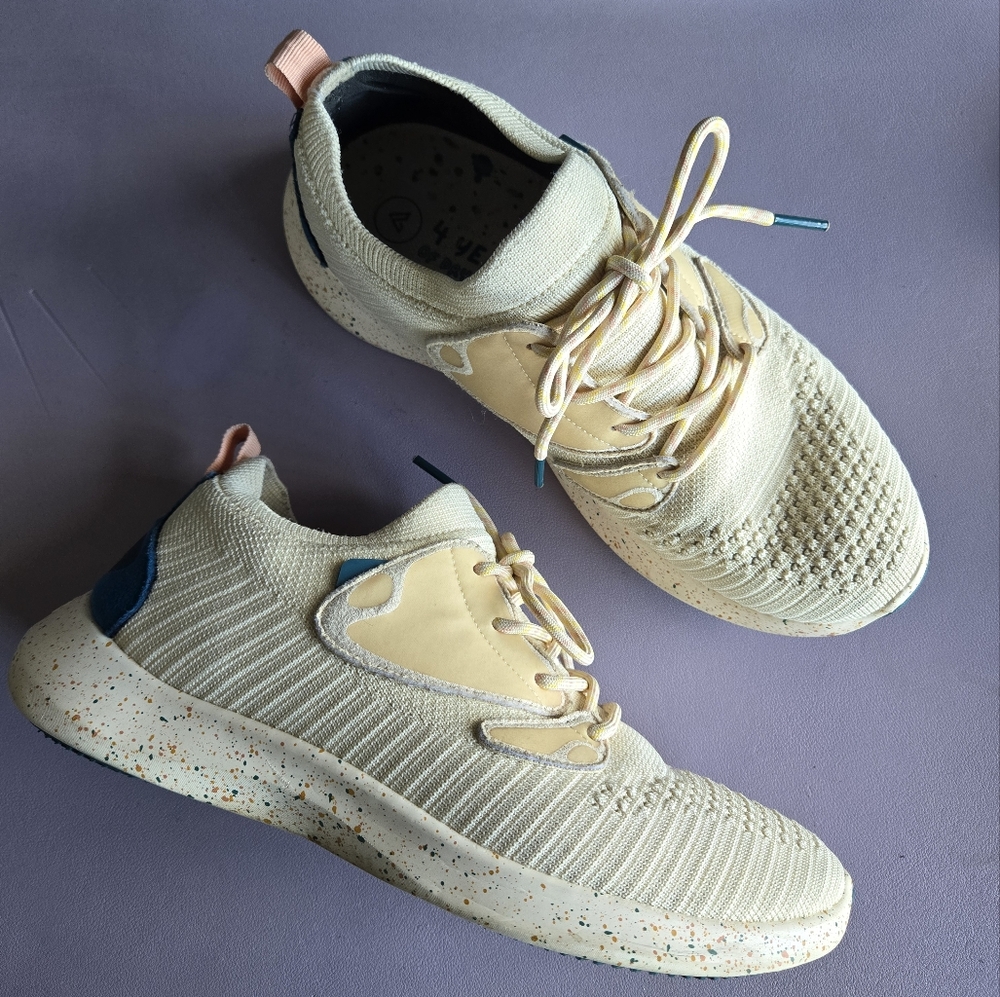 Vessi Cream and Blue Athletic Shoes